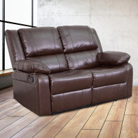 Flash Furniture BT-70597-LS-BN-GG Harmony Series Brown Leather Loveseat with Two Built-In Recliners 